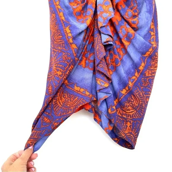 Eva Franco skirt with ruffle front, batik print, beach/summer vacation, midi - Picture 6 of 11